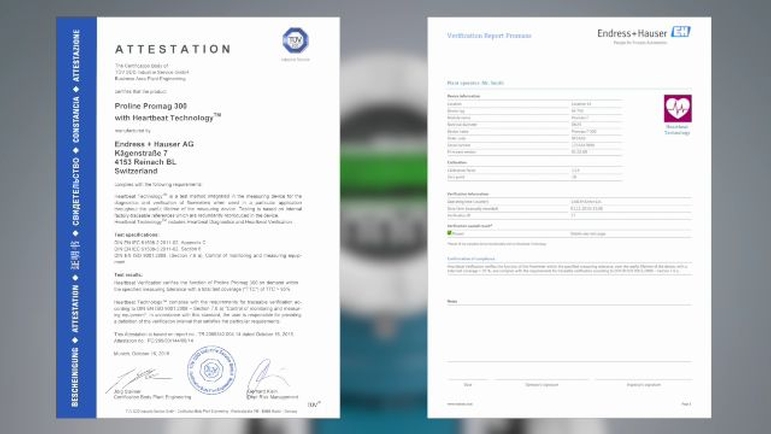 Technologie Heartbeat (inspectée par le TÜV) : vérification fiable de l'appareil sans interruption de process