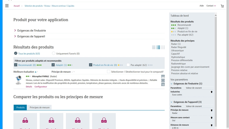 Sélection simple des appareils de terrain avec Applicator d'Endress+Hauser Sélection simple des appareils de terrain avec Applicator d'Endress+Hauser